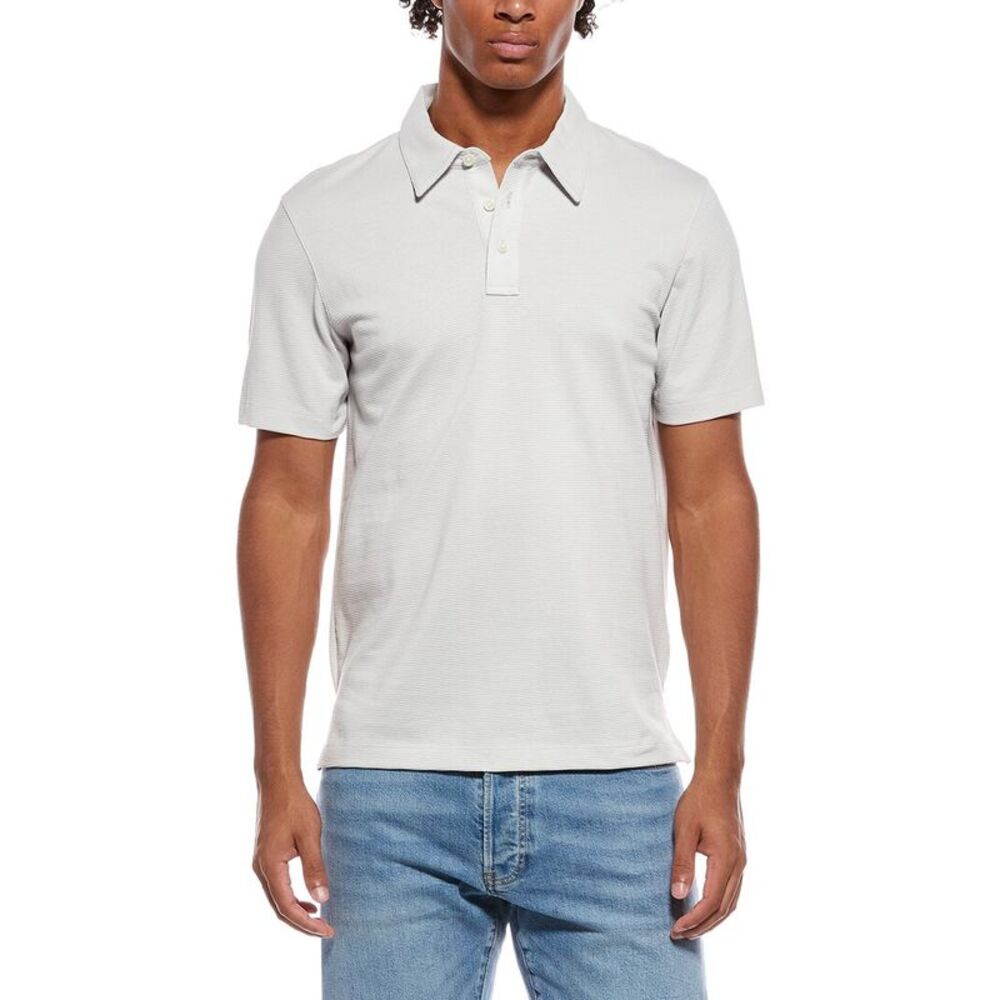 Theory Mens  Textured Polo Shirt, Gray